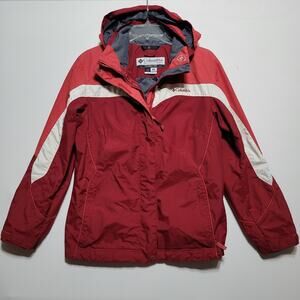 Vintage Columbia Jacket Women's Size Medium Red Gray Waterproof FAST SHIPPING
